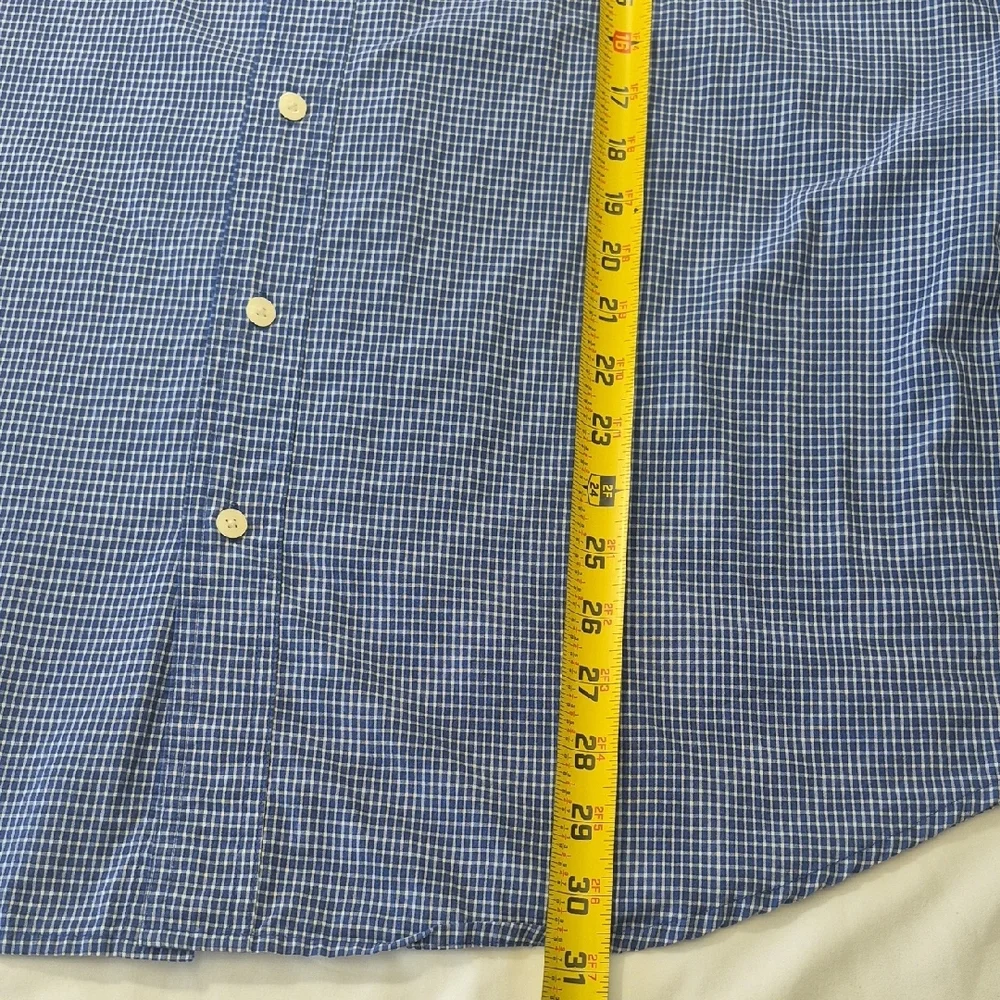 Chaps Navy and White Plaid Men's Shirt - Picture 4 of 13